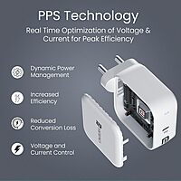 Portronics Adapto 65C 65W Type-C GaN Fast Charger | PD USB-C Wall Adapter White