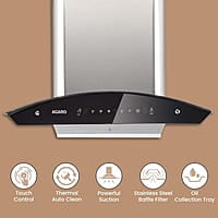 AGARO Elite Kitchen Chimney 60 cm 1200 m3/hr Auto-Clean curved glass Kitchen Hood