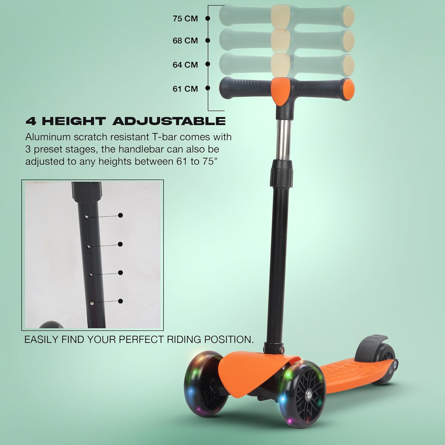 Baybee Zoomie Foldable Kick Scooter for Kids- Orange Baybee Zoomie Foldable Kick Scooter for Kids- Orange