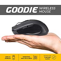 Lapcare Goodie LMW‑222: 2.4 GHz wireless mouse with 1600 DPI sensor, rubber-textured grip, 6 buttons, auto‑sleep mode & tested for 3M clicks.