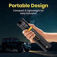 Portronics VAYU 5.0 Tyre Inflator – 4500mAh Portable | Digital Display |  Black | 1 Year Warranty