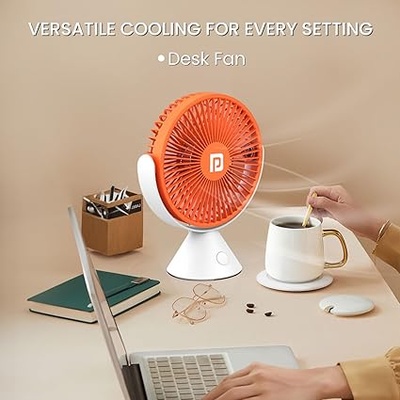 Portronics Aero Breeze Portable table Fan 178mm, USB Rechargeable Fan, 3 Speed Airflow, Battery Powered Silent Operation, 4 Hours Back Up, 360° Rotatable USB Fan, BLDC Fan for Kitchen,Office,Home Portronics Aero Breeze Portable table Fan 178mm, USB Rechargeable Fan, 3 Speed Airflow, Battery Powered Silent Operation, 4 Hours Back Up, 360° Rotatable USB Fan, BLDC Fan for Kitchen,Office,Home