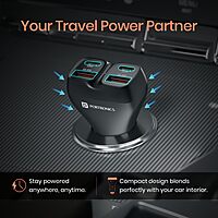 Portronics Car Power Quard 111W 4 Port Car Charger Dual Type-C PD & USB Fast Charging