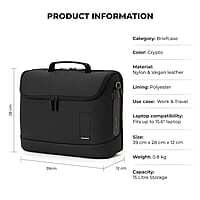 MOKOBARA The Transit Briefcase Vegan Leather & Nylon 15L Laptop Crossbody Messenger Bag for Men & Women