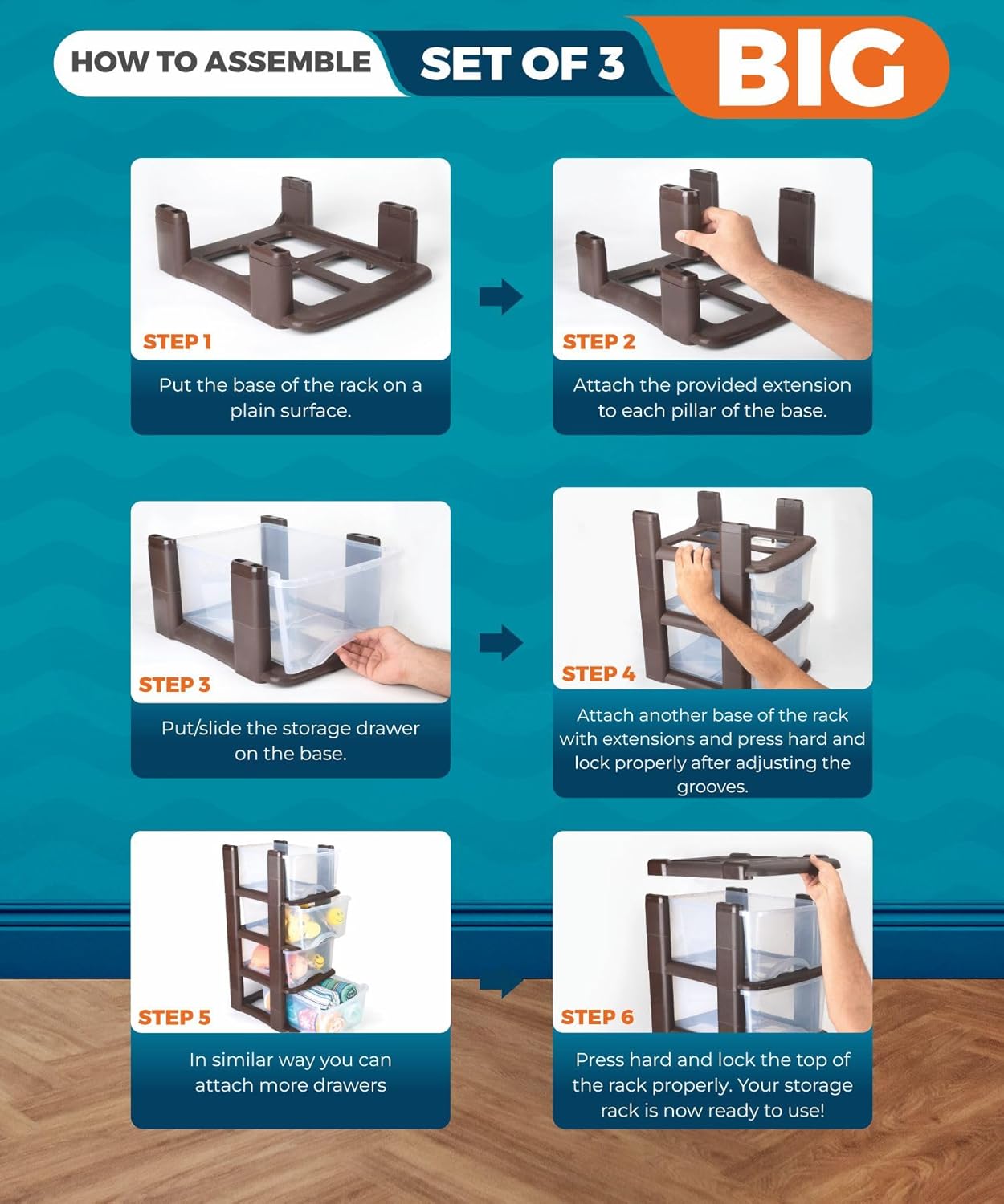 Signora ware Multipurpose Modular Drawer Big 3 Tier 12.8 Each Drawer
