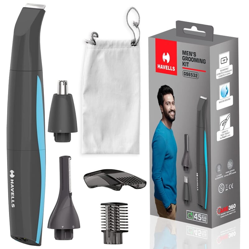 Havells Multi Grooming Kit Gs6532, 5-In-1 With Protective Combs, Rechargeable - All-In-One Trimmer Comes Wth Pouch, Corded Electric