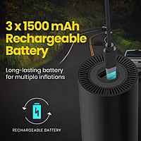 Portronics VAYU 5.0 Tyre Inflator – 4500mAh Portable | Digital Display |  Black | 1 Year Warranty