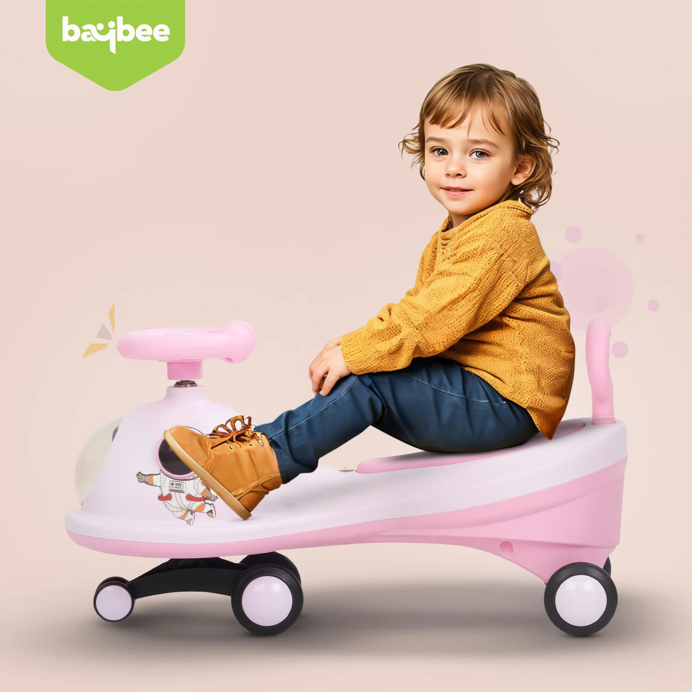 Baybee Astro Baby Swing Car for Kids-Dark Pink Baybee Astro Baby Swing Car for Kids-Dark Pink