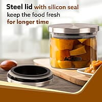 AGARO Elite Borosilicate Glass Jar 350 ml, Round Shaped, Steel Lid  Pack of 2.