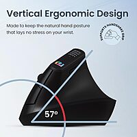 Portronics Toad Ergo Vertical Wireless Mouse – 2.4GHz |DPI up to 3200| Black | 1 Year Warranty