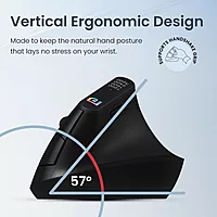 Portronics Toad Ergo Vertical Wireless Mouse – 2.4GHz |DPI up to 3200| Black | 1 Year Warranty
