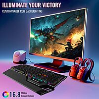 LAPCARE Champ (LGK-108) Mechanical RGB Gaming Keyboard – Full Anti-Ghosting | Blue Tactile Switches | Spillproof | 2 USB Passthrough | RGB LED Backlit | 50M Keystroke Lifespan