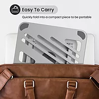 Portronics My Buddy K3 – Laptop Tabletop Stand (Silver) offers adjustable height and angle for ergonomic comfort. Lightweight and portable, it's perfect for home or office use, enhancing productivity.
