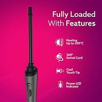 AGARO HC8001 Hair Curler With 10MM Barrel, Rod, Tong, Chopstick Hair Curler, Ceramic Coated Plates