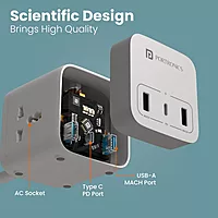 Portronics Volt 20 – 20W Desktop Charger features 3 AC ports, allowing you to charge multiple devices simultaneously. Compact design, efficient power delivery, perfect for home or office use.