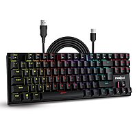 Frontech KB-0014 Wired Gaming Keyboard – Mechanical Keys | Multicolor RGB Backlight | Ergonomic Design with Retractable Stands | USB Plug & Play | 1 Year Warranty