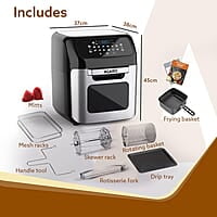 AGARO Regency Air Fryer For Home, 12L, Family Rotisserie Oven, 1800W, 9 Preset Menu
