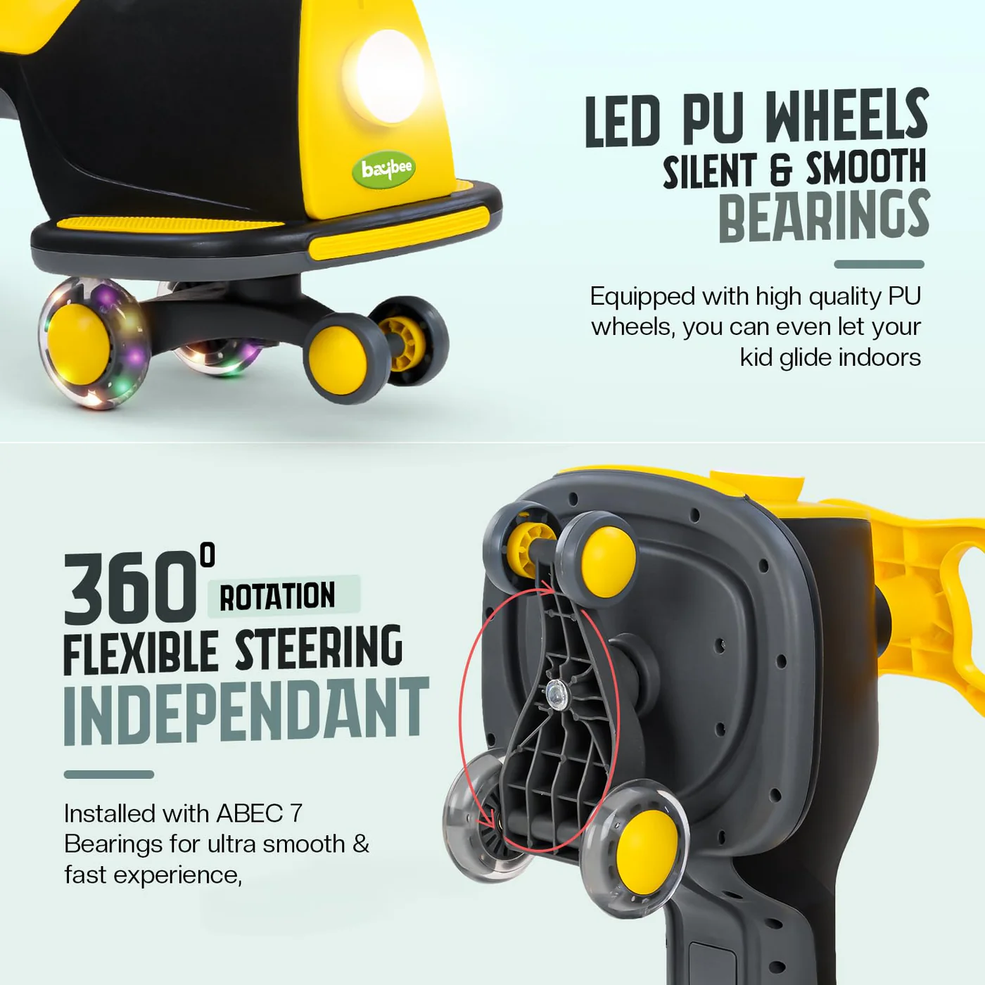 Baybee Nord Kids Magic Swing Car for Kids-Black/Yellow Baybee Nord Kids Magic Swing Car for Kids-Black/Yellow