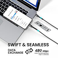 Portronics Konnect X – 60W USB-C to USB-C Cable, 1M Black, fast charging, durable design, high-speed data transfer, compatible with various devices, perfect for home and office use.