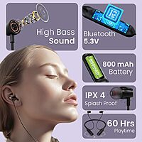 Portronics Harmonics 250 Bluetooth In-Ear Headset – V5.3, Type-C | 60Hrs Play Time | Black