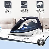 AGARO Royal Steam Iron, 2000W, Ceramic Coated Sole Plate, Fast Heating, 360 degree 320 Ml Water Tank