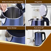 AGARO Insignia Electric Kettle, 1.8L, Double Layered Kettle, 100% Stainless Steel Inner Blue