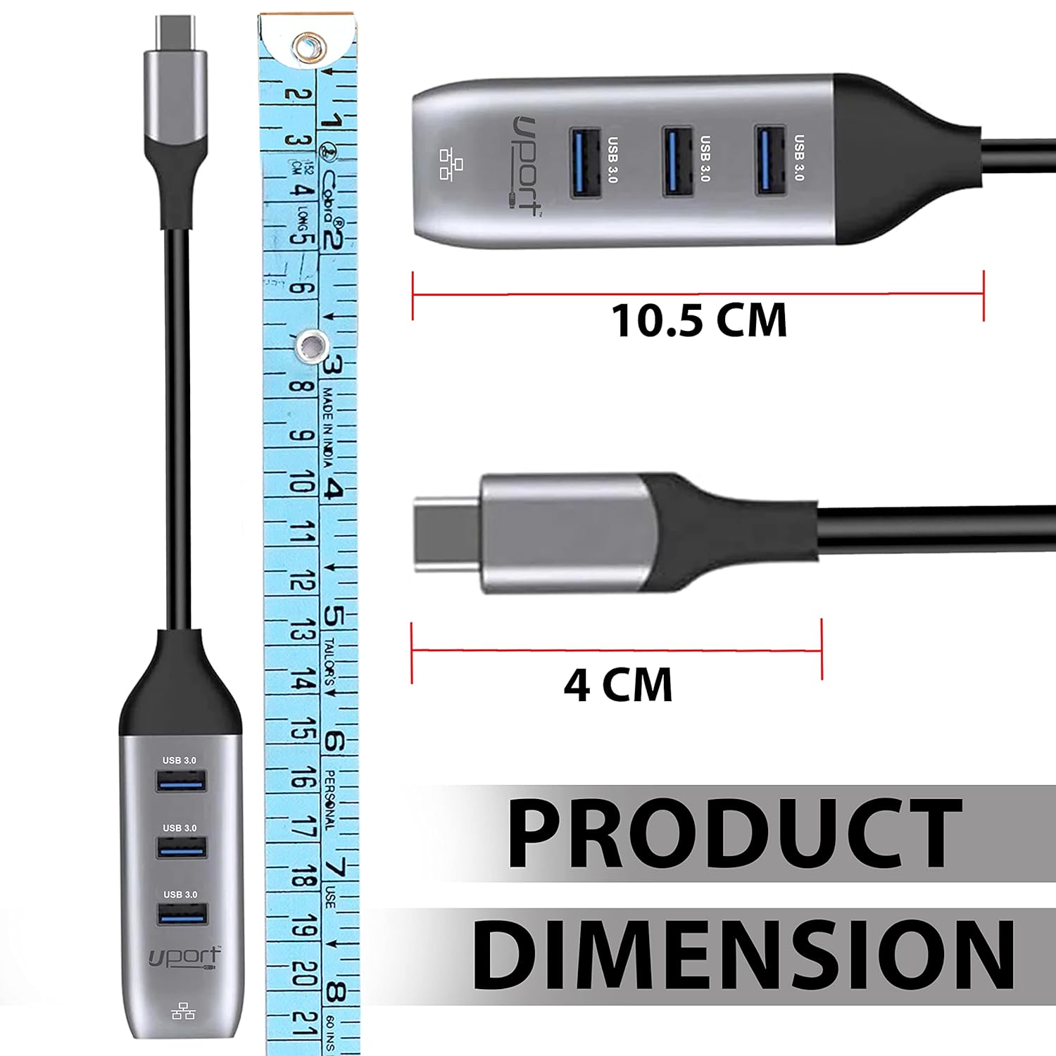 uPort 2-in-1 USB 3.0 Hub – Connect up to 4 devices with USB & Type-C ports. Fast data transfer, compact design, perfect for laptops and desktops. Enhance your connectivity effortlessly!
