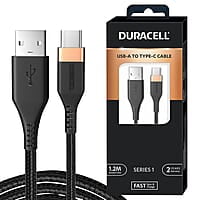 Duracell Usb-A To Type C, 65W Braided Sync&Fast Charging Cable, 3.9 Feet(1.2M), Qc 2.0/3.0 Ultra Fast Charging, For Samsung, Mi, Realme, Oppo, One Plus, Seamless Data Transmission, Series 1