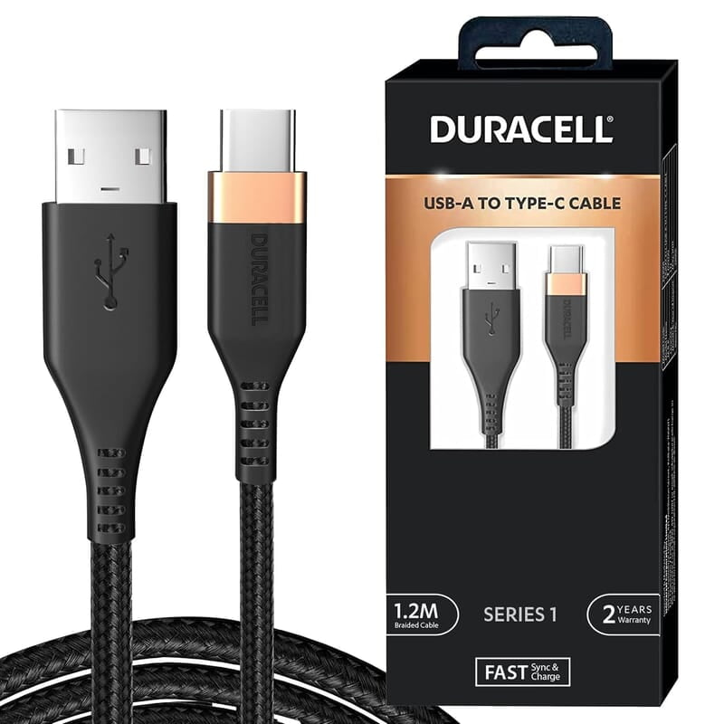 Duracell Usb-A To Type C, 65W Braided Sync&Fast Charging Cable, 3.9 Feet(1.2M), Qc 2.0/3.0 Ultra Fast Charging, For Samsung, Mi, Realme, Oppo, One Plus, Seamless Data Transmission, Series 1