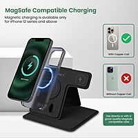 Portronics POR 2119 Bella 15W Wireless Charger – 4-in-1 | iPhone, Earpod, iWatch | Black