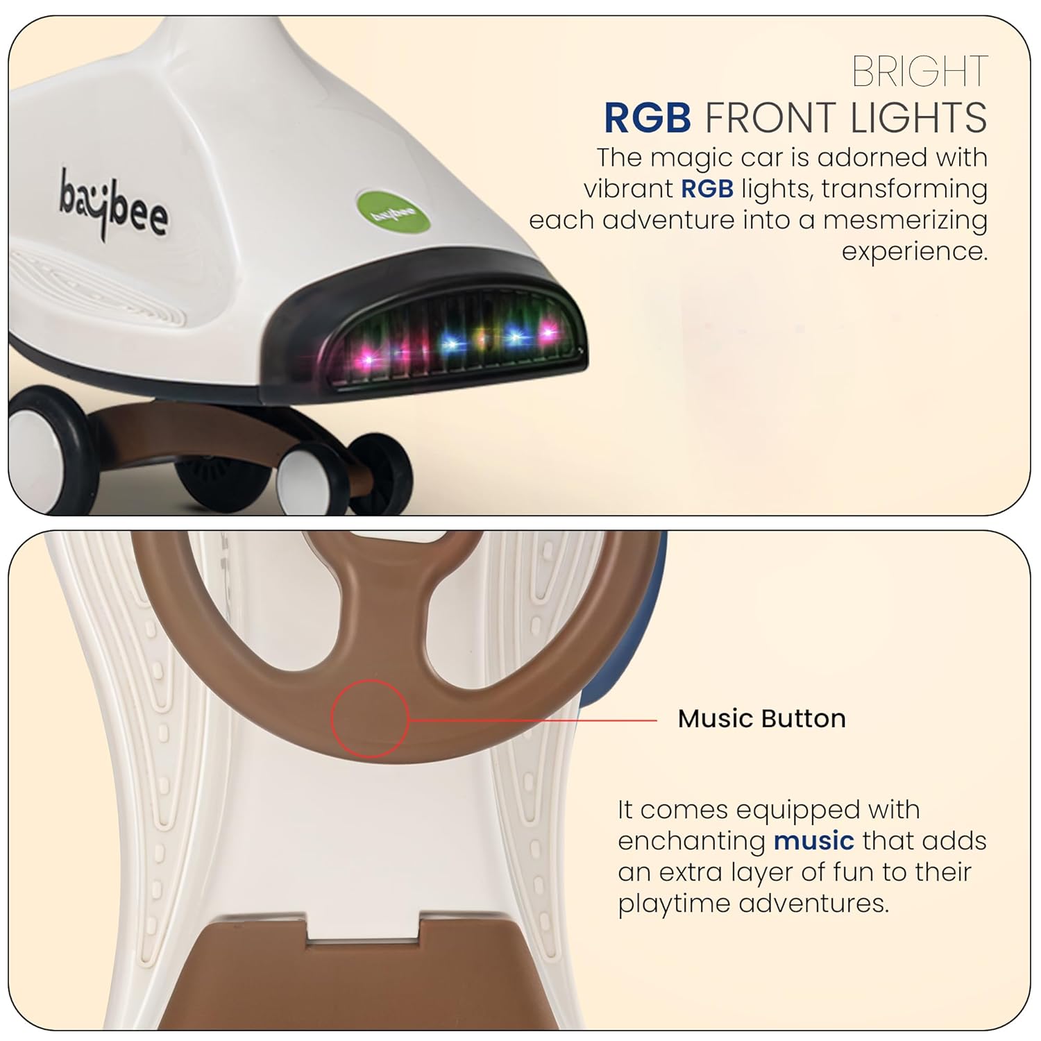 Baybee Primo Kids Magic Swing Cars for Kids- Brown