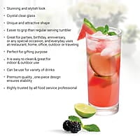 Treo by Milton Embassy Cool Glass Tumbler, Set of 6, 260 ml Each, Transparent |Serve Juices | Cold Drinks | Water | Cocktails | Mixed Drinks