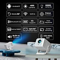 Portronics Beem 450 Smart Projector – 1080p Full HD, Grey, compact, wireless, vibrant visuals, perfect for home entertainment, presentations, and big-screen fun.