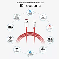 EVM 1PLUS01 Type C Cable 100W 1M - Red
