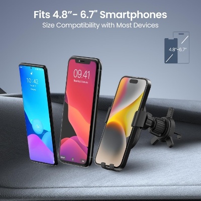 Portronics Charge Clamp 4 Wireless Car Charger with 15 Watts Fast Charging, AC Vent Mount, 360° Rotation, Strong Grip, Free Type-C Cable, Qi Charger for iPhone & Android Smartphones(Black) Portronics Charge Clamp 4 Wireless Car Charger with 15 Watts Fast Charging, AC Vent Mount, 360° Rotation, Strong Grip, Free Type-C Cable, Qi Charger for iPhone & Android Smartphones(Black)