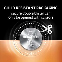 Duracell Specialty CR2016 Lithium Coin Battery 3V, Pack of 5 Suitable for use in keyfobs, Scales, wearables and Medical Devices