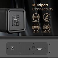 Portronics Pure Sound 107 – 200W Soundbar with Subwoofer | Immersive Audio, Sleek Design, Bluetooth & Powerful Bass for Home Entertainment