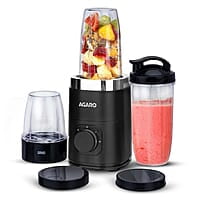 AGARO Galaxy 3 Jar Personal Blender, 400W, Serrated and Cross Blade with Detachable Base, Mixer/Grinder/Smoothie/Juice Maker, Black