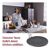 Lifelong Hard Anodized Concave Tawa, 255 mm,Induction and Gas Compatible, Black