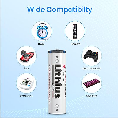 Portronics Lithius Cell AA Type-C Rechargeable Battery – 1480mAh | Pack of 2 | White