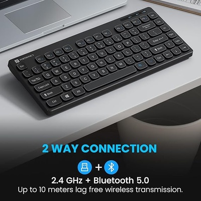 Portronics Bubble Multimedia Wireless Keyboard 2.4 GHz & Bluetooth 5.0 Connectivity, Noiseless Experience, Compact Size for iOS iPad Air, Pro, Mini, Android, Windows Tablets PC Smartphone(Black) Portronics Bubble Multimedia Wireless Keyboard 2.4 GHz & Bluetooth 5.0 Connectivity, Noiseless Experience, Compact Size for iOS iPad Air, Pro, Mini, Android, Windows Tablets PC Smartphone(Black)