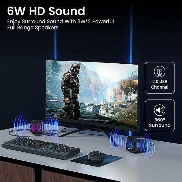 Portronics POR 2965 In Tune 6 USB Powered Speaker – 6W  3.5mm Jack  LED Light  Black