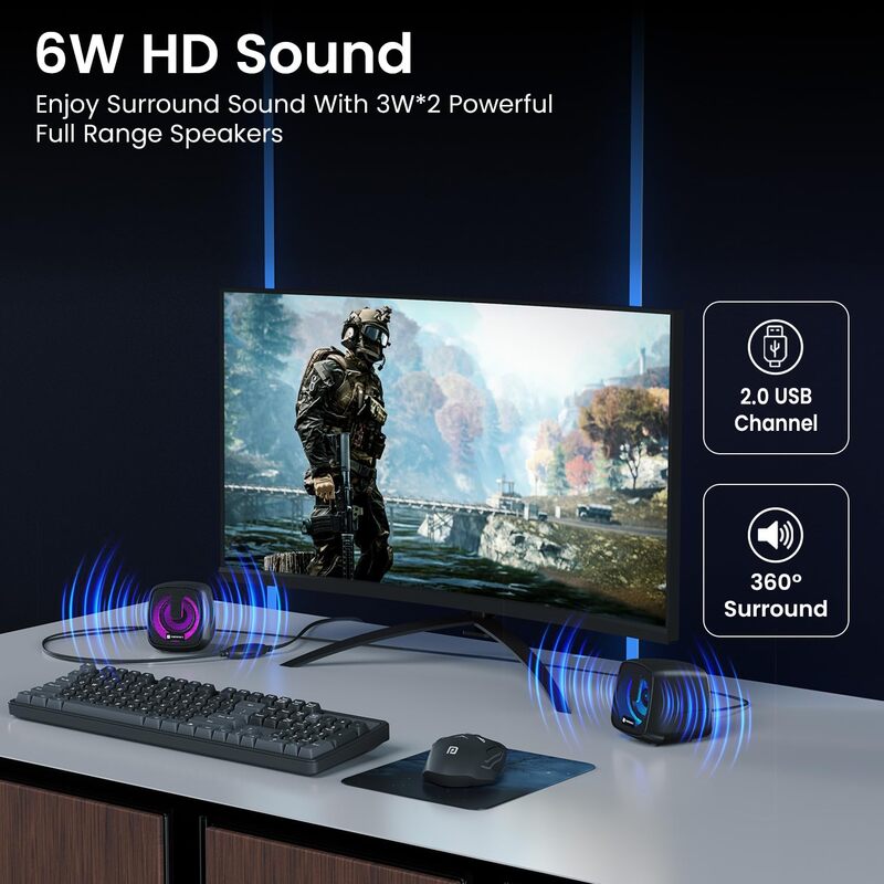 Portronics POR 2965 In Tune 6 USB Powered Speaker – 6W  3.5mm Jack  LED Light  Black