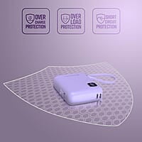 ZEBRONICS MW64 Compact Power Bank, 10000 mAh, Rapid Charge, 22.5W Output, Outputs - Type C Cable | Type C Port | Lightning Port, Percentage Indicator