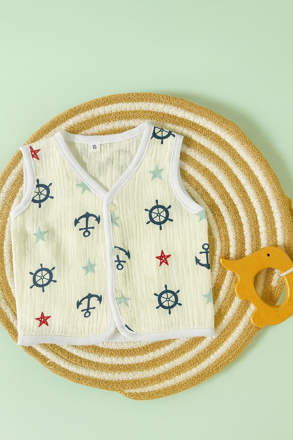 Premium Crinkled Muslin Cotton Jhabla (0–3 Months) – Without Sleeves Premium Crinkled Muslin Cotton Jhabla (0–3 Months) – Without Sleeves