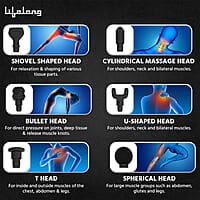 Lifelong Gun Massager Percussion for Full Body Pain Relief 6 Heads LED Touch 30 Speed Levels Premium Bag