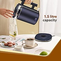 AGARO Regal Electric Kettle With Keep Warm Function, Stainless Steel & Glass Body 1355 Watts, 1.5 liter