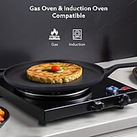 AGARO Royal Pre-Seasoned Cast Iron Tawa, 28cm