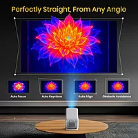 Portronics Beem 450 Smart Projector – 1080p Full HD, Grey, compact, wireless, vibrant visuals, perfect for home entertainment, presentations, and big-screen fun.