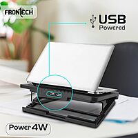 Frontech Laptop Cooling Pad CP-0007 – Dual Cooling Fans | Adjustable Height | Mobile Holder | USB Powered | Supports Up to 15.6" Laptops